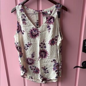 Old Navy Floral Tank Top - Cream and Purple